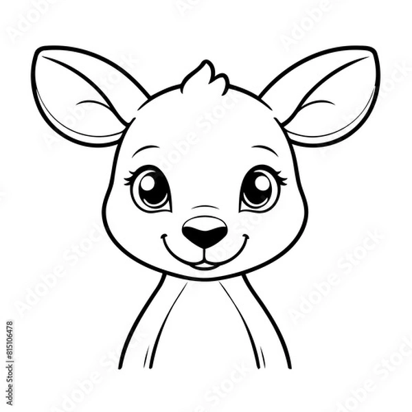 Fototapeta Cute vector illustration Kangaroo for kids colouring worksheet