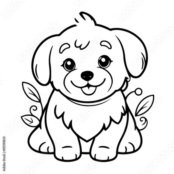 Fototapeta Simple vector illustration of Havanese hand drawn for kids page