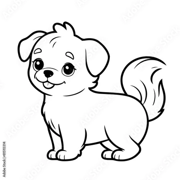Fototapeta Simple vector illustration of Maltese for kids colouring worksheet