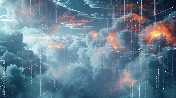 Fototapeta Cloud Computing Abstract representations of cloud servers, data storage, and seamless data transfer