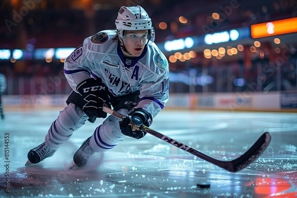 Obraz Focused hockey player during game
