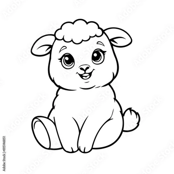 Fototapeta Simple vector illustration of Sheep drawing for toddlers colouring page