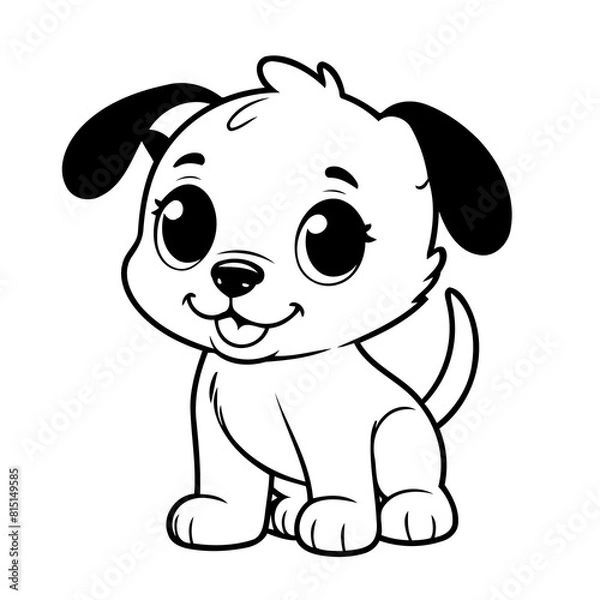 Fototapeta Vector illustration of a cute Puppy doodle for children worksheet