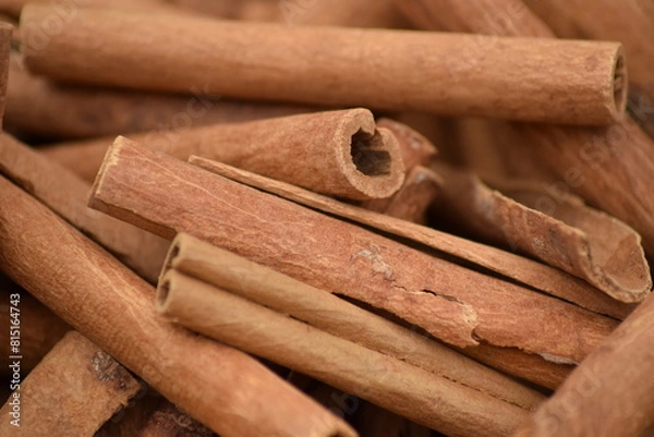 Fototapeta Cinnamon sticks background design pattern