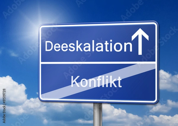 Obraz Deeskalation Konflikt lösen schild