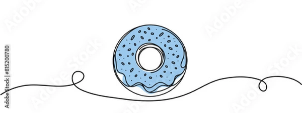 Obraz continuous line of donuts.one line drawing of donuts isolated on white background.