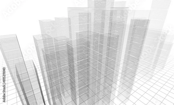 Fototapeta Abstract city buildings 3d rendering