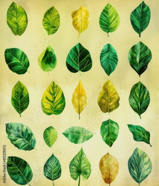 Obraz Green plants, botanical vintage pattern