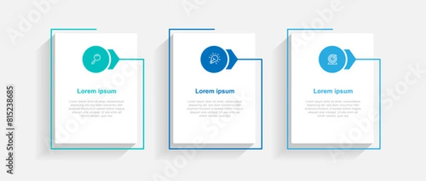 Fototapeta Business template infographic with 3 step, option or section suitable for workflow, presentation, business information, and web graphic design 