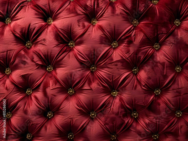 Obraz A red velvet couch with gold buttons