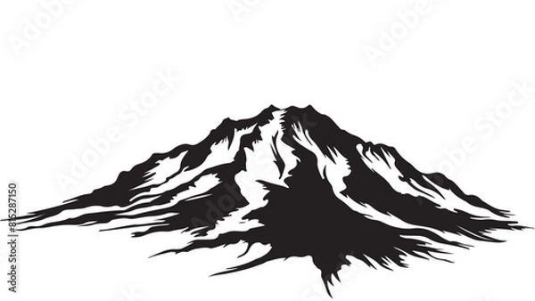 Fototapeta Silhouette of mountains on a white background
