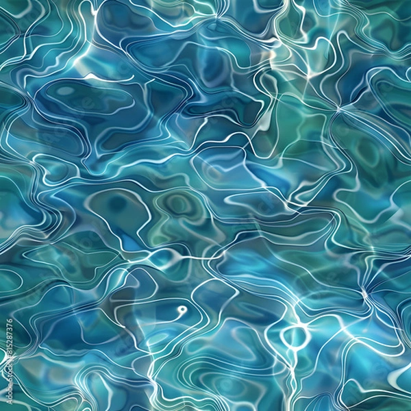 Fototapeta The image is a blue and white water pattern with a blue background. The water pattern is made up of many small waves and ripples, creating a sense of movement and fluidity