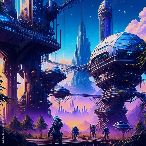 Fototapeta 사이버 도시