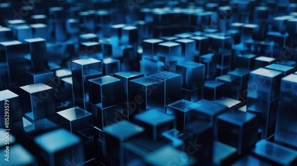 Obraz Blockchain concept. Block or cube, . Abstract,Futuristic cubes and Lines,future technology concept.