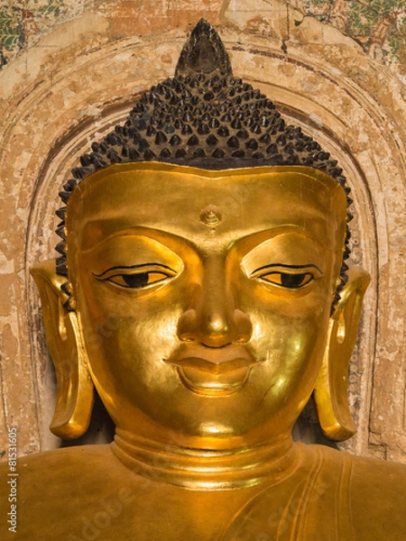 Obraz Smile Face of Buddha Image inside Htilominlo Pagoda, Bagan