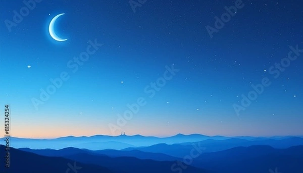 Fototapeta starry night sky. A clear, star-filled sky with a smooth gradient from twilight blue to deep midnight blue. 