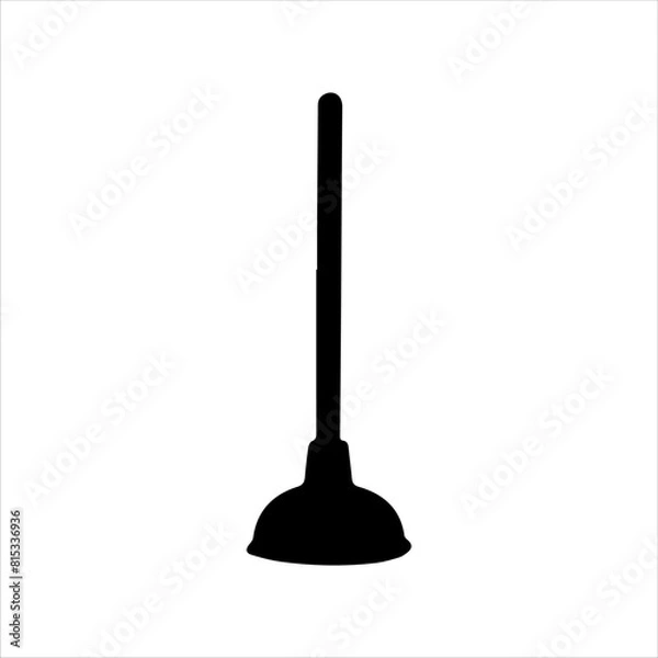 Fototapeta Old plunger silhouette isolated on white background. Plunger icon vector illustration.