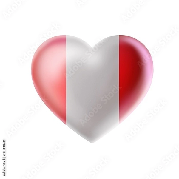 Obraz flag with ribbons, rosette, peruvian flag, 3d illustration