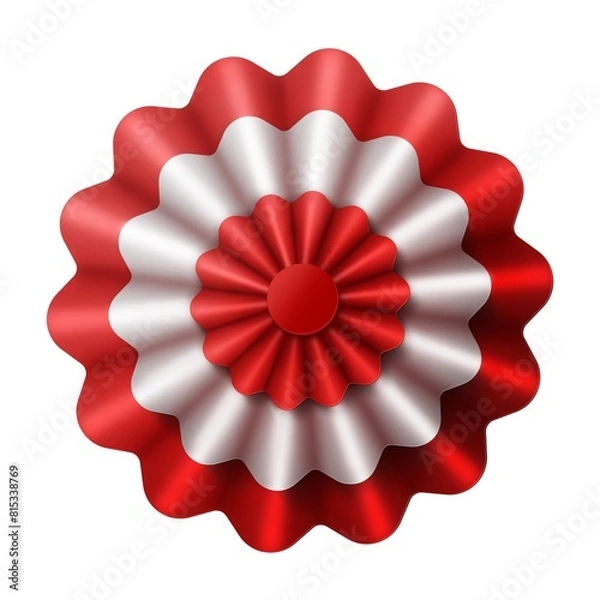 Obraz flag with ribbons, rosette, peruvian flag, 3d illustration