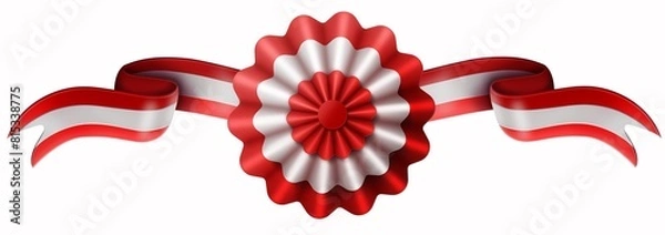 Obraz flag with ribbons, rosette, peruvian flag, 3d illustration