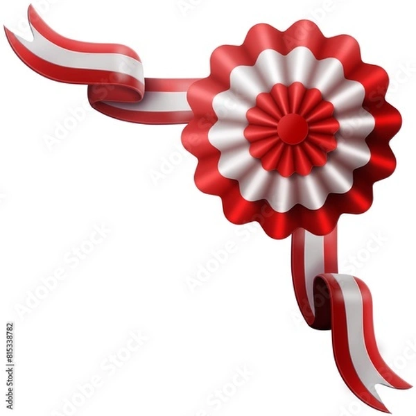 Obraz flag with ribbons, rosette, peruvian flag, 3d illustration