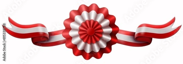 Obraz flag with ribbons, rosette, peruvian flag, 3d illustration