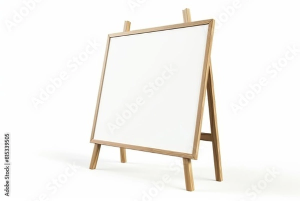 Fototapeta A wooden easel with a white board on it, mockup