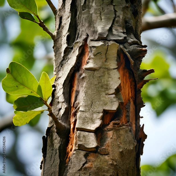 Obraz a close up shot of a pruning cut wound healing of a tree uttarakhand india,generate ai
