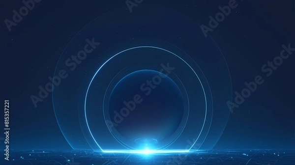 Obraz Digital technology blue and black curve circle lens aperture poster background