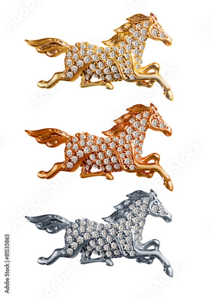 Fototapeta Изолированный Бриллиант Лошади Золото Серебро Бронза Богатство
