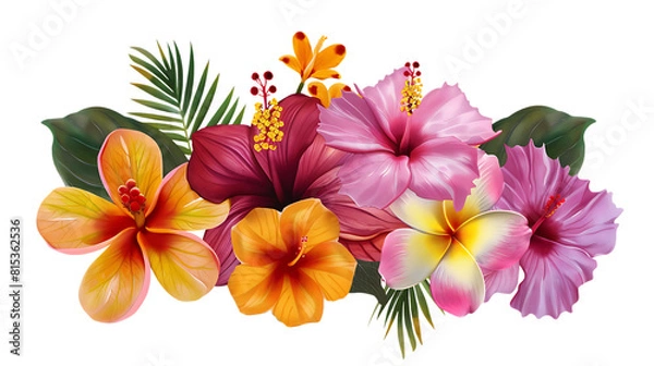 Obraz Tropical flowers isolated on transparent background