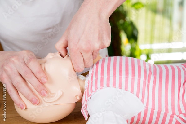 Fototapeta Infant CPR open airway