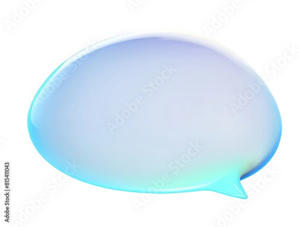 Fototapeta A 3D rendering of a blue speech bubble. Transparent background. AI.