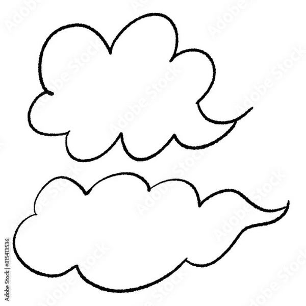 Fototapeta 吹き出しにも使えるシンプルな雲　無地　線画のみ