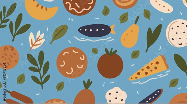Fototapeta Unique Nature-Inspired Pattern Design - Fusion of Fruits and Plants.