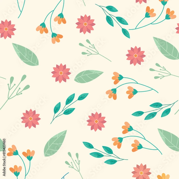Fototapeta Seamless flower pattern design vector. Floral print for fabric.