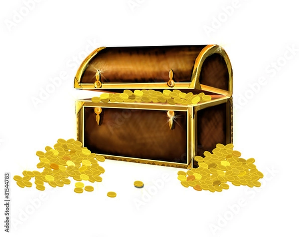Fototapeta Изолированный Сундук Золото Белый Фон