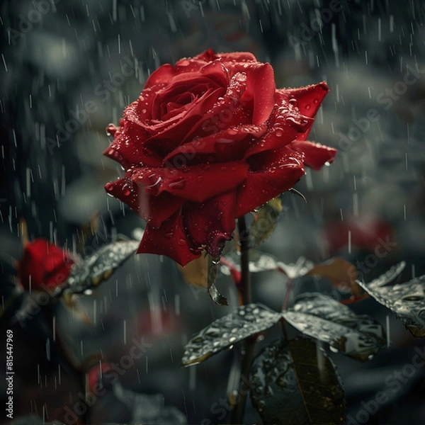 Obraz red rose in the rain