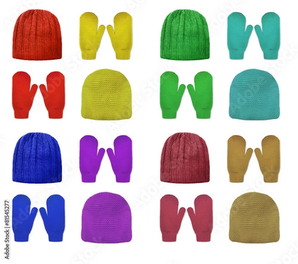 Fototapeta Изолированный Шапка Варежки Перчатки Холодно