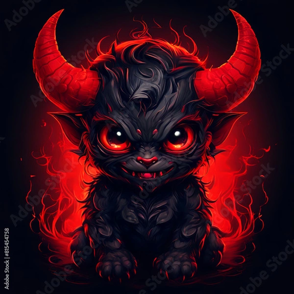 Obraz Cute devil figure, emoticon귀여운악마 피규어,이모티콘Generative AI