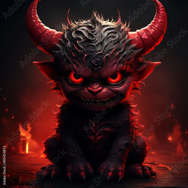 Obraz Cute devil figure, emoticon귀여운악마 피규어,이모티콘Generative AI