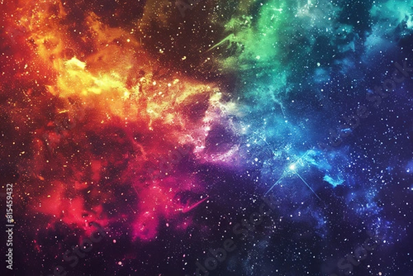 Fototapeta Generative ai on theme of beautiful tranquil landscape with magical bright rainbow at cloudy sky