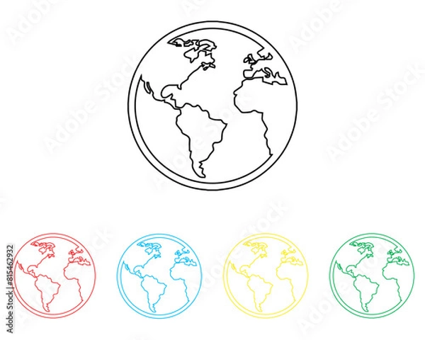 Fototapeta Globe icon vector. Earth icon sign symbol in trendy flat style. Set elements in colored icons. Planet vector icon illustration isolated on white background