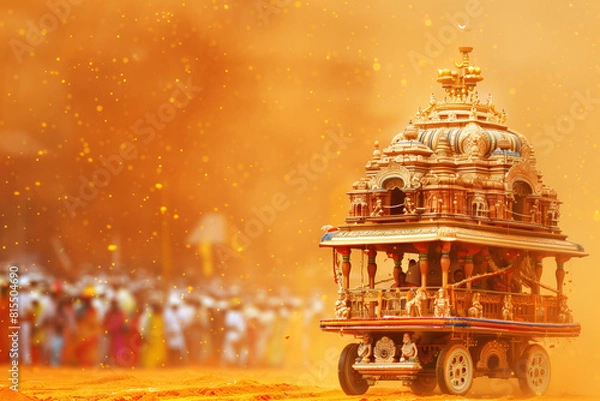 Fototapeta Rath Yatra Greeting Card Background, Generative AI