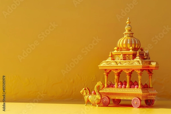 Fototapeta Rath Yatra Greeting Card Background, Generative AI