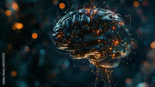 Obraz human brain integrated with circuitry elements