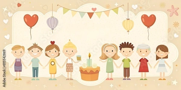 Fototapeta Postcard illustration of beige color, background, idea, art, opening, for album, notebook, flyer, design people 