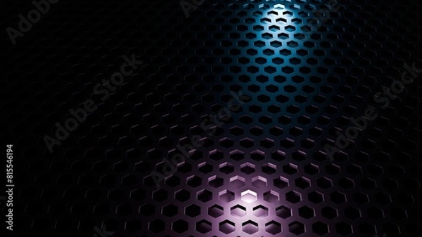 Fototapeta Abstract hexagon 3d wall with light ffects