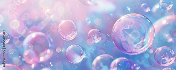 Fototapeta Background Illustration with Floating Soap Bubbles