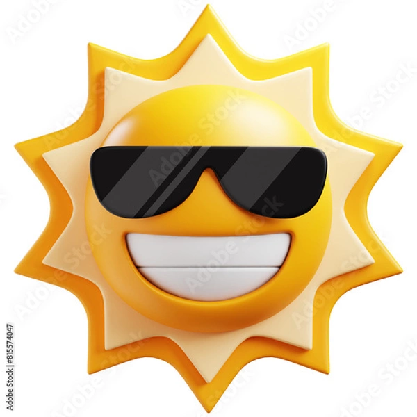 Obraz 3d smiling sun emoji with sunglasses